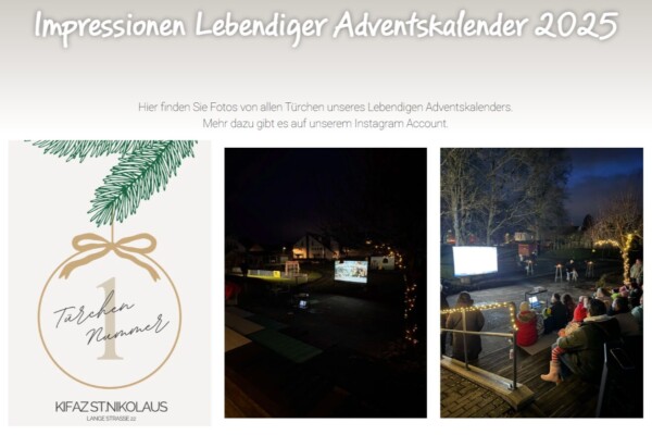 Zu sehen ist Webseite des Lebendigen Adventskalender 2025